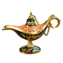 Carved Decor Vintage Retro Aladdin Lamp Tea Pot Crafts Ornaments Arts Incense Burner Oil Gift Zinc Alloy Traditional Home 2024 - buy cheap