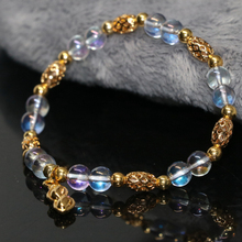 Original design gold-color peanut pendant women bracelet electroplate crystal 6mm round beads weddings jewelry 7.5inch B2141 2024 - buy cheap