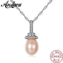 2018 New 8-9mm Teardrop Drop Necklace Fine Jewelry 925 Silver Purple White And Pink Pearl Necklaces Wedding 2024 - buy cheap