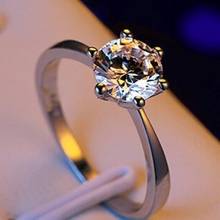 Wholesale Price Six Claw Gold Ring Austria Crystal Zircon Ring Christmas Gift for Women Wedding Jewelry Rings New Drop Ship 2024 - buy cheap