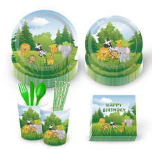 Baby Shower Safari Jungle Theme Party Decorations Sets Plates Napkins Cups Disposable Tableware Kids Happy Birthday Party Favors 2024 - buy cheap