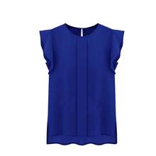 Loose Women Chiffon Shirt Round Collar Short Ruffle Sleeve Casual Blouse  Tops 3 Colors Blouses 2024 - buy cheap