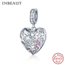 INBEAUT Real 925 Sterling Silver Small Heart Charms Pendant S925 Orginal Green Pink Zircon Stone Beads fit Brand Bracelet 2024 - buy cheap