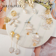 Wild&Free Gold Geometric Long Pearl Tassel Dangle Earrings For Women Sequin Tortoise Shell Drop Earrings Handmade Jewelry Gift 2024 - buy cheap