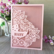 40Pcs New Laser Cut Pearl paper Baby Shower Girl boy 1st birthday Party Decoration Invitation card Greeting card Blessing Card 2024 - buy cheap