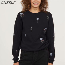 CHBBLF women floral embroidery loose sweatshirts long sleeve pullovers female casual chic tops DFP8482 2024 - buy cheap