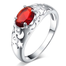 red zircon stars moon cute Silver plated ring, silver fashion jewelry ring For Women&Men , /CSKUZCFH TGUAGCAH 2024 - buy cheap