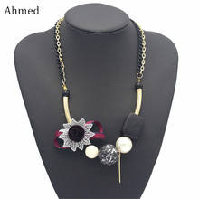 Ahmed New Ethnic Plastic Flower Beads Pendant Necklaces for Women Fashion Bohemian Pearl Double Chain Sweater Necklace Jewelry 2024 - buy cheap