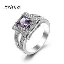 ZRHUA Big Luxury Rings for Women High Quality 925 Sterling-Silver-Jewelry Classic Square Wedding Engagment Anel Mujer Anillos 2024 - buy cheap