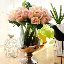 Flor artificial com toque real de rosa, 9 cabeças, 25cm, peônia falsa, decoração europeia para festa de casamento, presente de dia dos namorados 2024 - compre barato