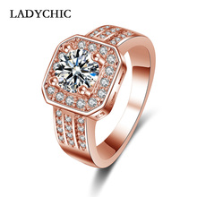 LADYCHIC роскошное кольцо из прозрачного циркона квадратная форма микро инкрустация 3 слоя кристалл мода обручальные кольца ювелирные изделия для женщин LR1047 2024 - купить недорого