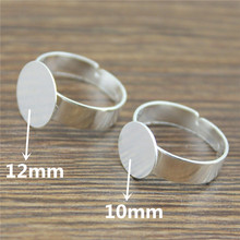 10pcs Adjustable Ring Settings Base Blank Ring Settings Finger Ring Blanks Shiny Silver Color Copper Material 10mm 12mm Flat 2024 - buy cheap