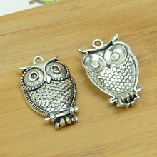free shipping 50pcs/lot A2826 antique silver owl shape alloy charm pendant fit jewelry making 18x28mm wholesale 2024 - buy cheap