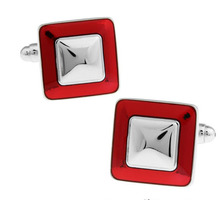 iGame Factory Price Retail Enamel Cufflinks Red Color Brass Material Square Design Cuff Links 2024 - buy cheap