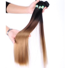 REYNA Straight Hair Extensions 16-26 inch 100 Gram/piece Synthetic Hair Three Tone Ombre Hair Bundles T1/4/27 Hair weaving 2024 - buy cheap