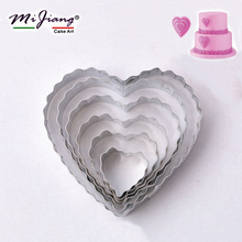 Mijiang cortador de bolo e confeitaria de aço inoxidável, cortador para fondant em formato de coração, ferramentas de decoração para bolos e massas para natal 6 cabeças a377 2024 - compre barato