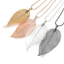 4pcs/lot Charm Long Leaf Pendant Sweater Chain Necklace Shellhard Leaves Choker Chain Necklace Women Fashion Jewelry 2024 - buy cheap