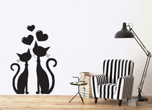 Adesivo de parede removível de gato para casal em março, vinil, decalque 3d de parede, pôster mural de papel de parede vinilos paredes d933 2024 - compre barato