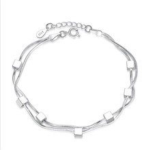 KOFSAC 2018 New Fashion Squares Star Double Chain Bracelet Charm 925 Sterling silve Bracelets For Women Girl Party Jewelry Gifts 2024 - buy cheap