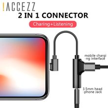! ACCEZZ 2 в 1 адаптер зарядного устройства 3,5 мм для iphone X 8 7 Plus XS MAX XR аудио зарядное устройство коннектор AUX разветвитель Кабель 2024 - купить недорого