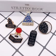 2019 Cartoon fashion GAME OVER bottle enamel pins SHE'S CRAFTY hat button badge brooches bag shirt jewelry trinket for friends 2024 - buy cheap