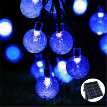 New 50 LEDS 10M Solar Lamp Crystal Ball LED String Lights Waterproof Fairy Garland For Outdoor Garden Xmas Wedding Blue 2024 - buy cheap