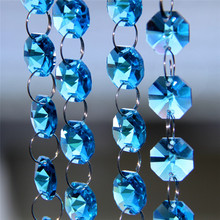 10m/lot 14mm Glass Octagon Beads Aquamarine Color Crystal Glass Garland Strand Wedding & Christmas Party Event Decoration 2024 - buy cheap