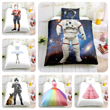 3D комплект постельного белья для студентов, детей, использовать принцессу космонавта, балета, рыцаря, фотографии, полный двойной размер королевы 2024 - купить недорого
