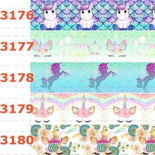 Cinta de grogrén con estampado de unicornio, animales de dibujos animados, color degradado, 10 yardas, diferentes tamaños 2024 - compra barato