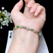 elegant clear green diopside gemstone bracelet for women 925 Sterling silver bracelet natural gem good color girl birthday gift 2024 - buy cheap