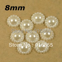 Free Shipping New Small Size 8mm 1000pcs Ivory Sunflower Design Craft Flatback Imitation Pearl Beads DIY 2024 - buy cheap