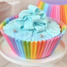 Forros coloridos de arco-íris para bolo, forros para cupcakes, para cozinha, com 100 peças 2024 - compre barato