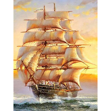 Full Drill Square/Round 5D DIY Diamond Painting Sailboat Diamond Embroidery ship Landscape Picture Of Rhinestone Decor Home 2024 - buy cheap