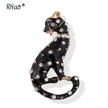 RHao-broches de leopardo esmaltados en blanco y negro para hombre y mujer, broche de animal en 2 colores, trajes, corpiño, collar, joyería, alfileres, regalo 2024 - compra barato