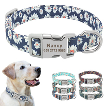 Custom Dog Collar Nylon Floral Engraved Pet Puppy Collar Print Personalized Name Collars for Small Medium Large Dogs Pitbull 2024 - купить недорого