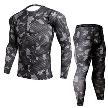Mens Compression Sport Suit Bodybuilding Tights Set Long Sleeves Shirts Leggings Workout Gym Fitness Sportswear Camouflage 2024 - buy cheap
