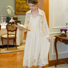 Vestido longo feminino vintage e elegante, design original, bordado, primavera-verão 2024 - compre barato