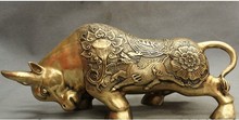 YM  318   18" Folk FengShui Chinese Brass Wealth Carved Dragon Kylin Cai Bull Ox Statue 2024 - buy cheap