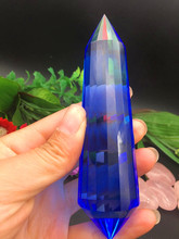 18-sided quartz crystal blue obelisk reiki healing chakra natural stone and mineral Christmas gift 2024 - buy cheap