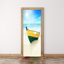 2 Панели Цветные лодки на пляже 3D настенные художественные картины настенные наклейки на дверь наклейки на обои украшение дома July0126 2024 - купить недорого