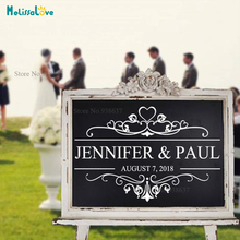 Vintage Heart Design Welcome Wedding Black Board Sticker Reception Sign Custom Name And Date Removable Vinyl Stickers B899 2024 - buy cheap