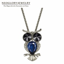 Neoglory-collares y colgantes largos de cristal austriaco azul para mujer, joyería Bohemia Maxi de búho, regalos para el Día de San Valentín 2020 2024 - compra barato