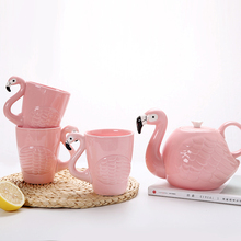 Розовый фламинго кофейник чашка комплект керамический чайник кружка чай на завтрак Творческий coffeeware 15,2 2024 - купить недорого