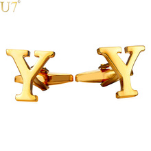 U7 New Gold/Silver Color Cufflinks Men Jewelry Initial Alphabet Y Letter Trendy Wedding Party Button Cuff Links With Box C225 2024 - buy cheap