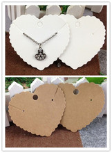 200 pçs/lote Kraft cartões de embalagem em forma de coração colar de jóias de cartão de corte de cartões Kraft etiquetas de preço 2024 - compre barato