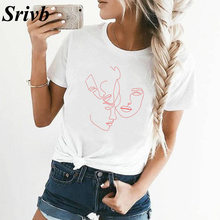 Женская футболка в стиле хип-хоп Srivb, хлопковая Повседневная футболка с принтом лица, лето 2019 2024 - купить недорого