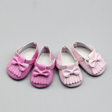 Zapatos de moda para bebés y niñas, botas de cuero con lazo de 7cm, se adapta a muñecas de 43cm, sandalias de muñeca de 18 ", 1/3 2024 - compra barato