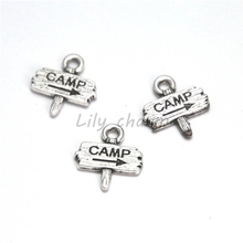 30pcs/lot The sign Charms Antique Tibetan silver tone Camp sign Charms pendants 12x13mm 2024 - buy cheap