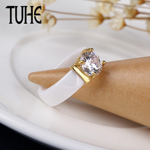 Модное большое керамическое кольцо с кристаллами золотого цвета, металлическое широкое кольцо 6 мм, браслет для женщин, модные ювелирные изделия, блестящий Рождественский подарок 2024 - купить недорого