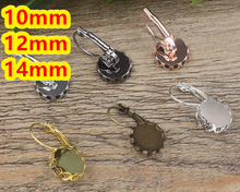 100pcs/Lot Cabochon 10mm,12mm,14mm cameo Antique Bronze Ear Hook ,Brass stud earrings accessories,earrings base setting 2024 - buy cheap